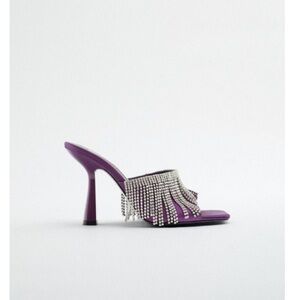 ZARA PURPLE SPARKLY HEELED SANDALS BRAND NEW WITH TAGS US 8 EUR 39